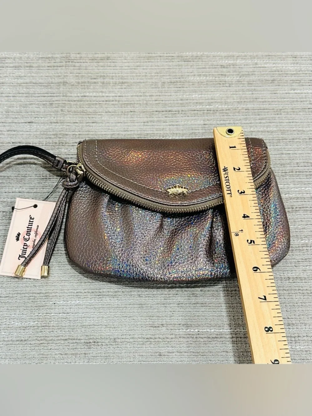 Juicy Couture Pewter Rainbow Traveler Wristlet‎ Clutch Bag NWT